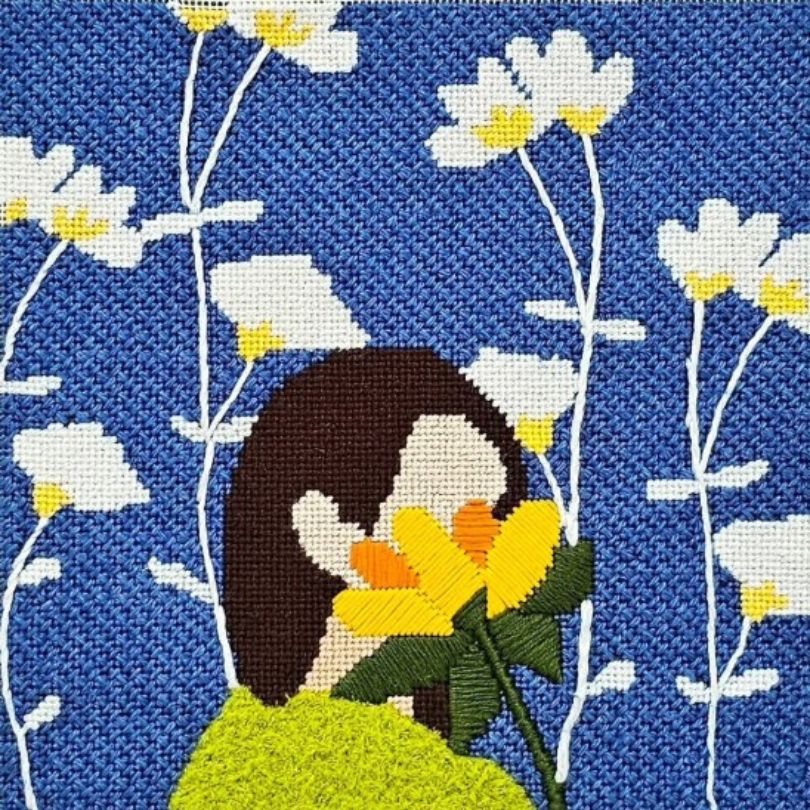 Flower Girl Needlepoint Kit - Stitch Guide