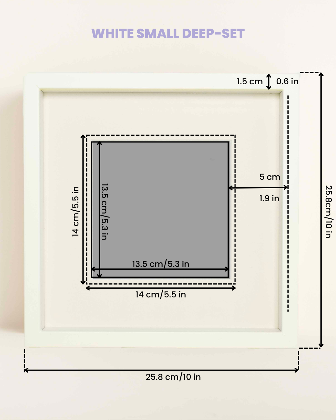 Solid Wood Frame: White Small Deep-Set