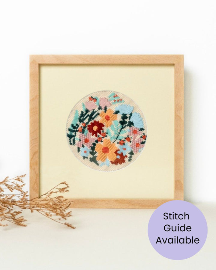 Happy Flowers Needlepoint Kit (round)