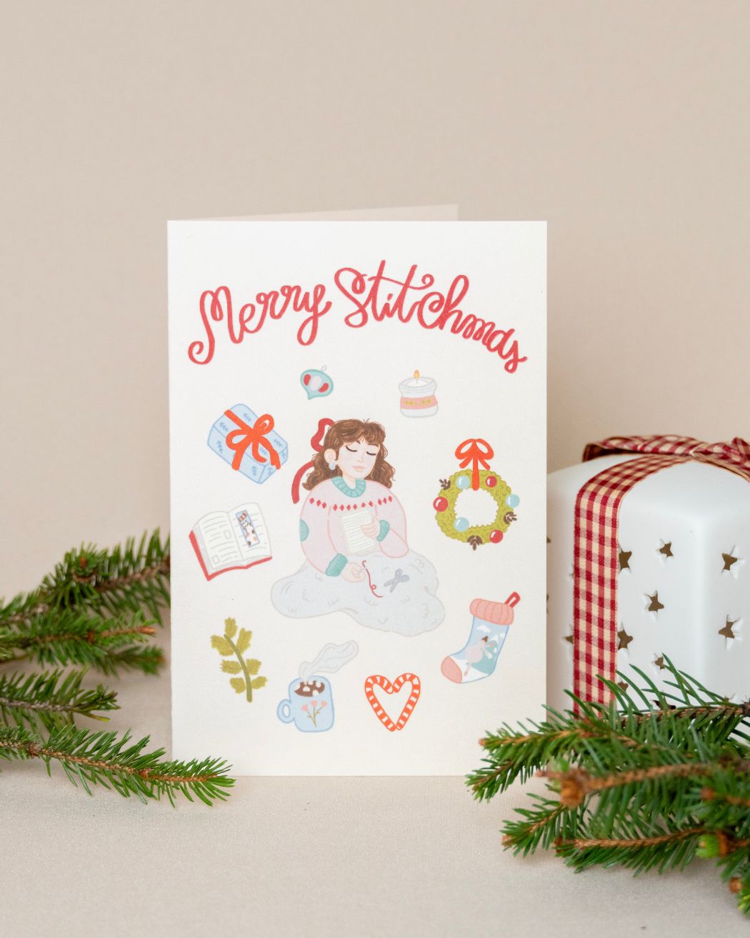 Christmas Greeting Card "Happy Stitchmas"-front