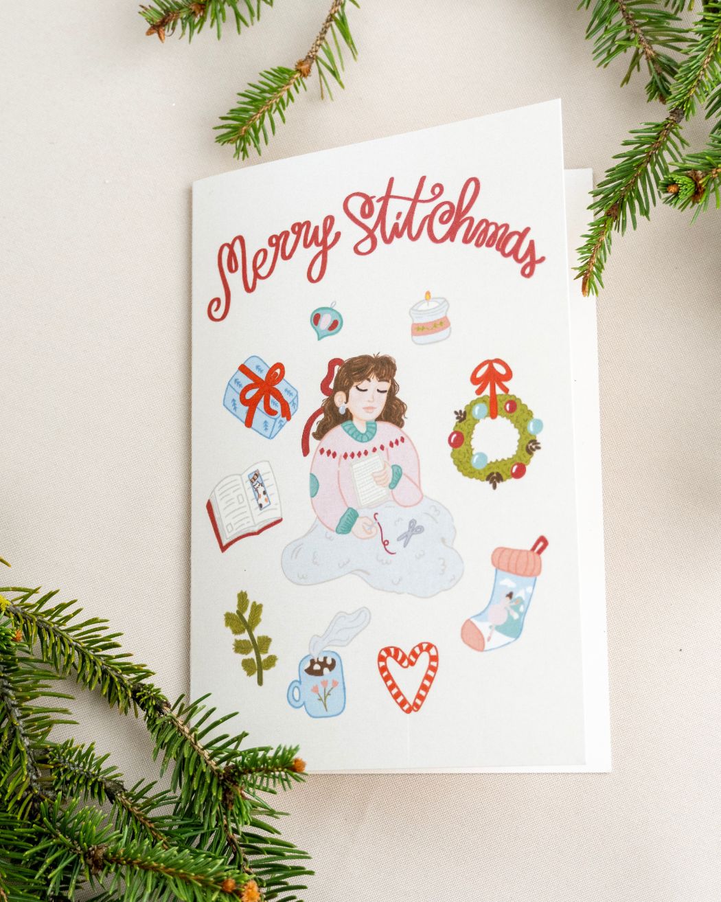 Christmas Greeting Card "Happy Stitchmas" opening