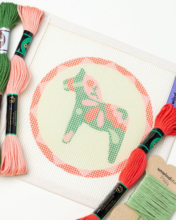 Dala Horse Green Needlepoint Ornament Kit