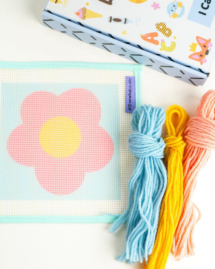 Pink Daisy - Needlepoint Kit for Kids