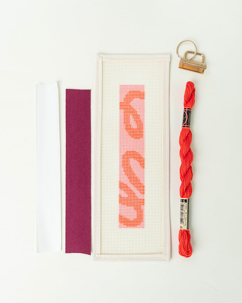 Heartbeat Needlepoint Kit Keyfob- canva and finishing materials