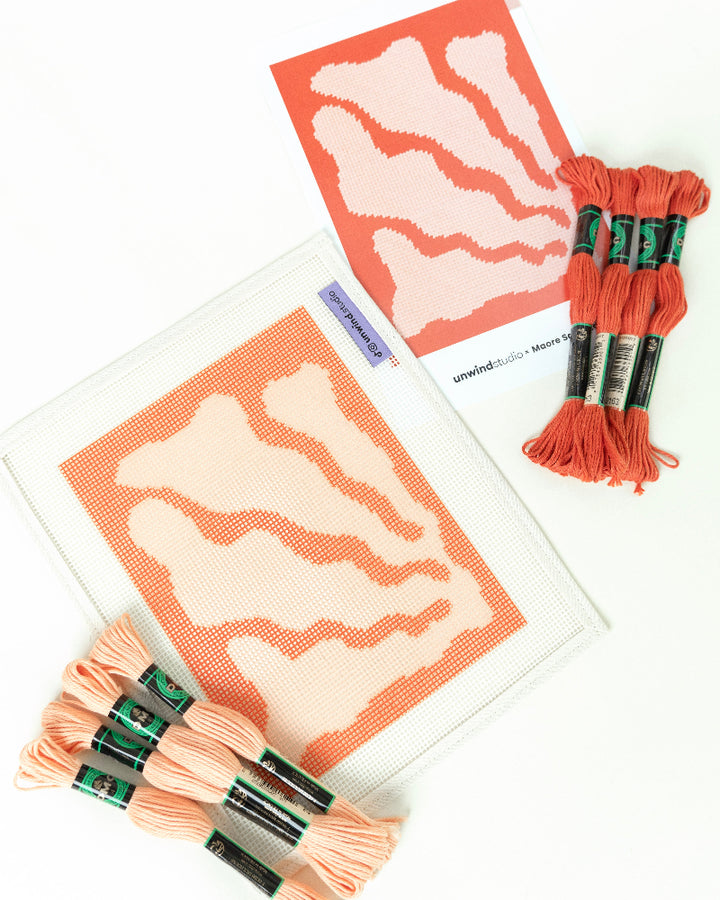 Itsas belarra Needlepoint Kit -canva and threads