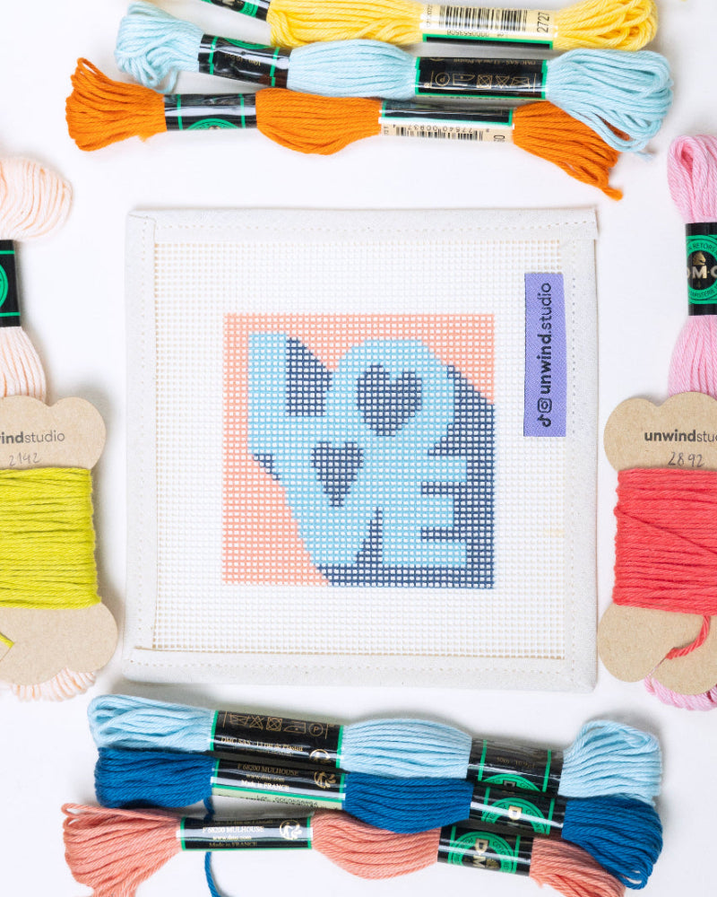 Love Magnet Needlepoint Kit Unwind Studio- canva and threads