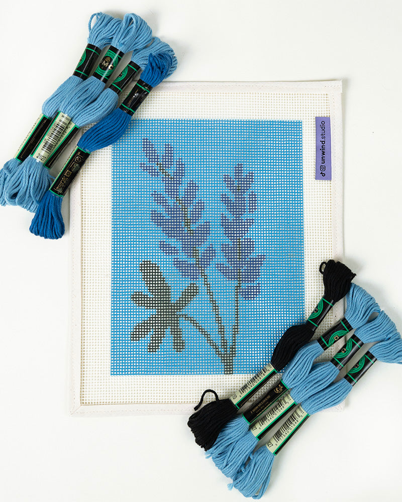 Lupine Needlepoint Kit- canva and threads