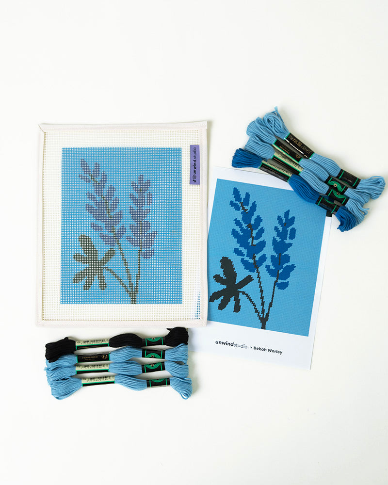 Lupine Needlepoint Kit- canva and threads