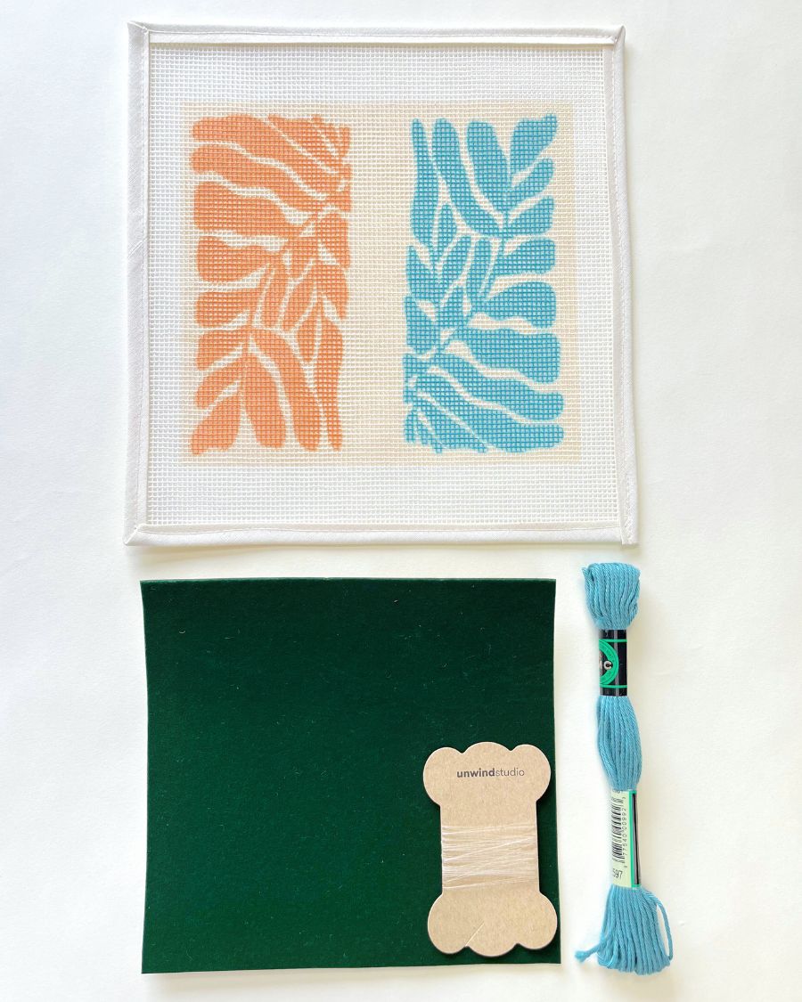 *Matisse's Leaves V1 Sunglasses Case Needlepoint Kit by Unwind Studio