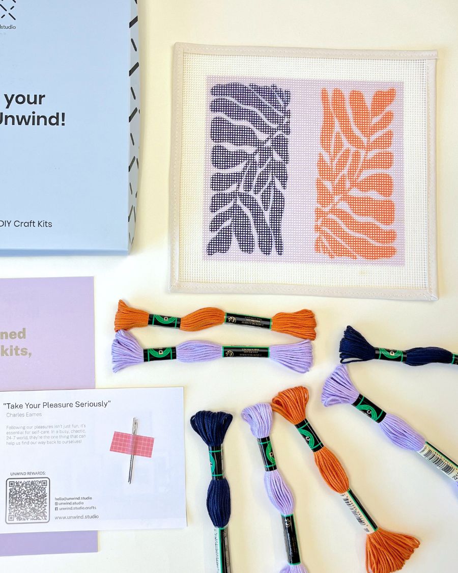 Matisse's Leaves V2 Sunglasses Case Needlepoint Kit by Unwind Studio