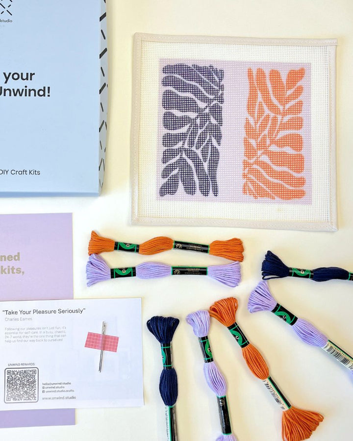 Matisse's Leaves V2 Sunglasses Case Needlepoint Kit by Unwind Studio