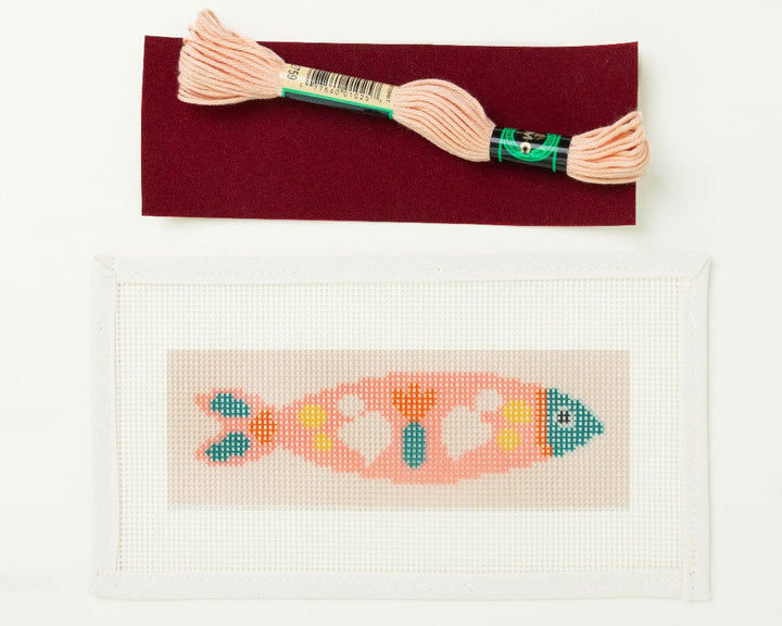 Needlepoint Bookmark Pink Portuguese Sardine- finishing materials