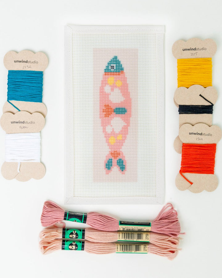 Needlepoint Bookmark Pink Portuguese Sardine-threads