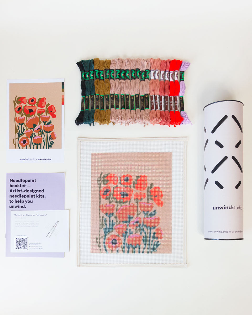 Sunset Lace Patterns & Poppies Needle Point Kit 6245 Sealed