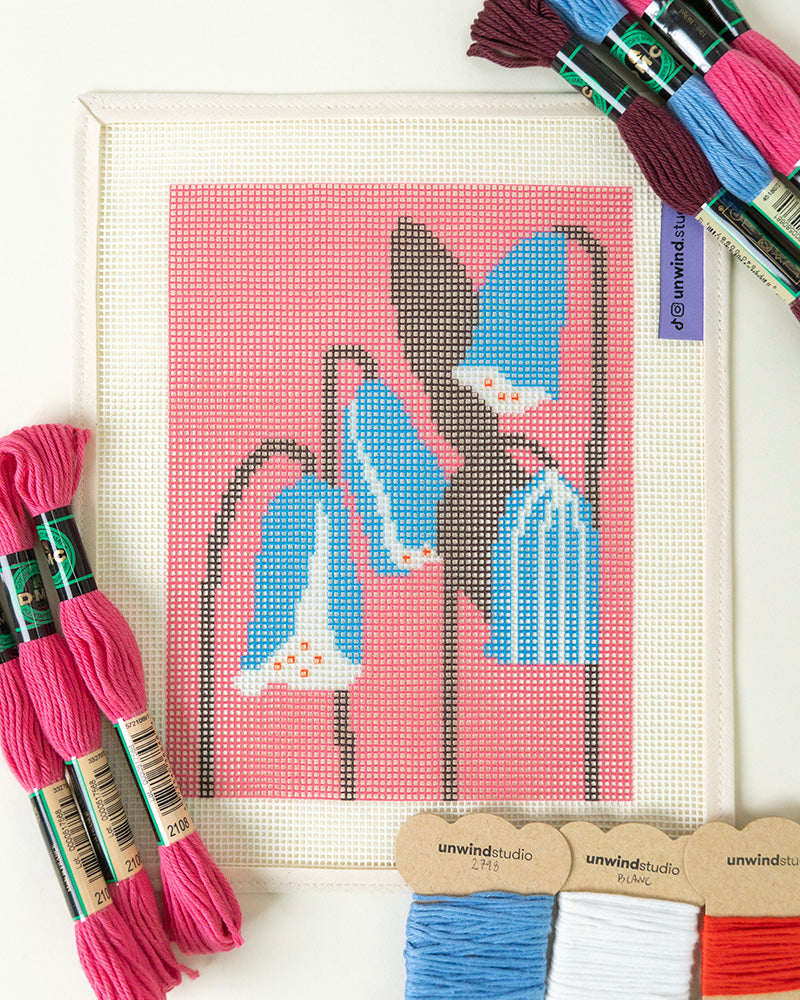 Silky Leather Needlepoint Kit- canva and threads