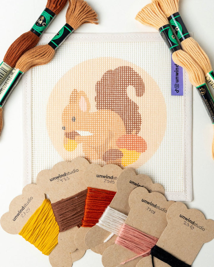 Squirrel & Acorns Needlepoint Ornament Kit