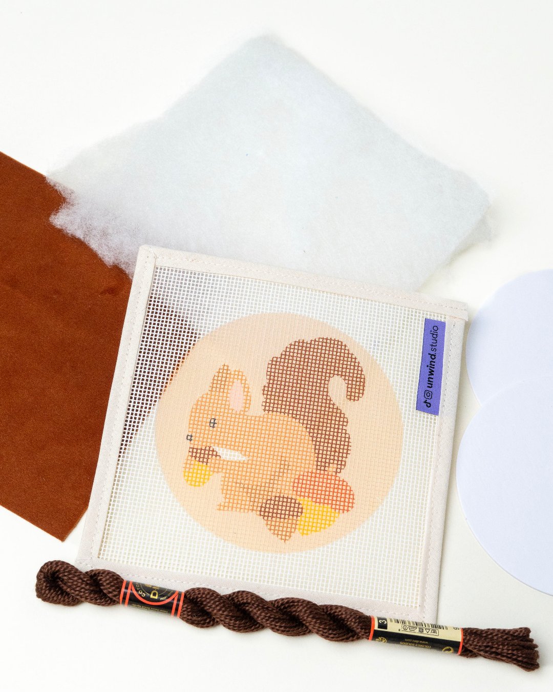 Squirrel & Acorns Needlepoint Ornament Kit