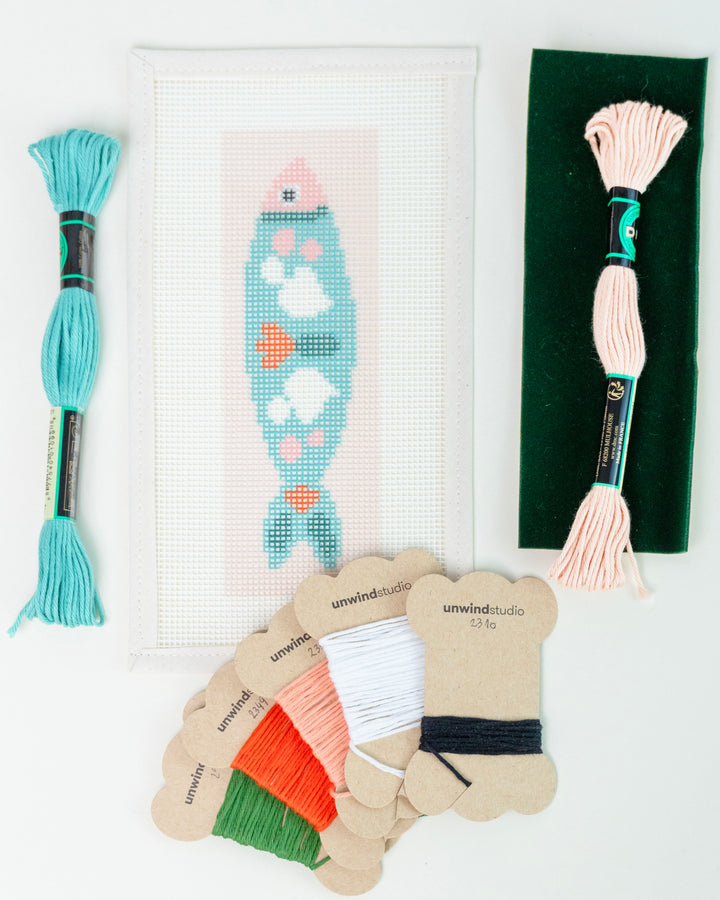 NEEDLEPOINT STARTER KIT "Portuguese Sardine" Bookmark