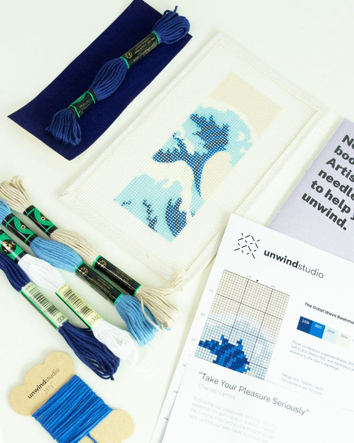 NEEDLEPOINT STARTER KIT "The Great Wave" Bookmark