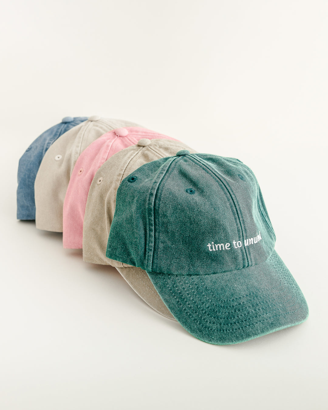 Baseball Cap Vintage Green "Time to Unwind"