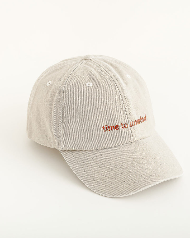 Baseball Cap Vintage Sand "Time to Unwind"