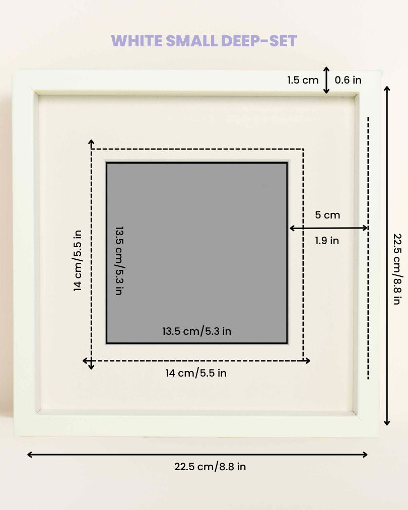 Solid Wood Frame: White Small Deep-Set