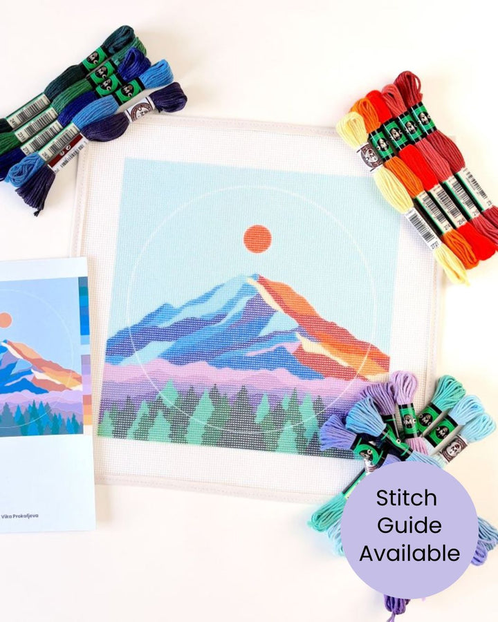 mount rainier needlepoin kit unwind studio