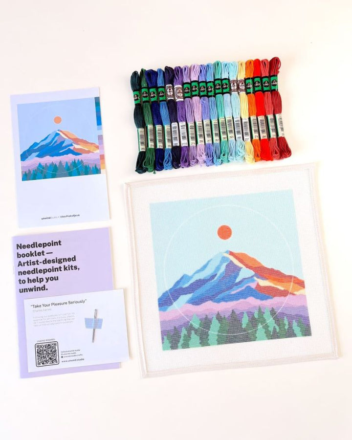 mount rainier needlepoin kit unwind studio 2