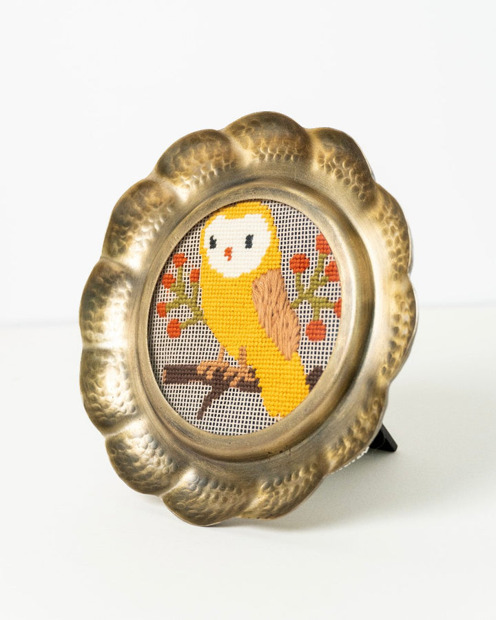 Owl & Berries Needlepoint Ornament Kit