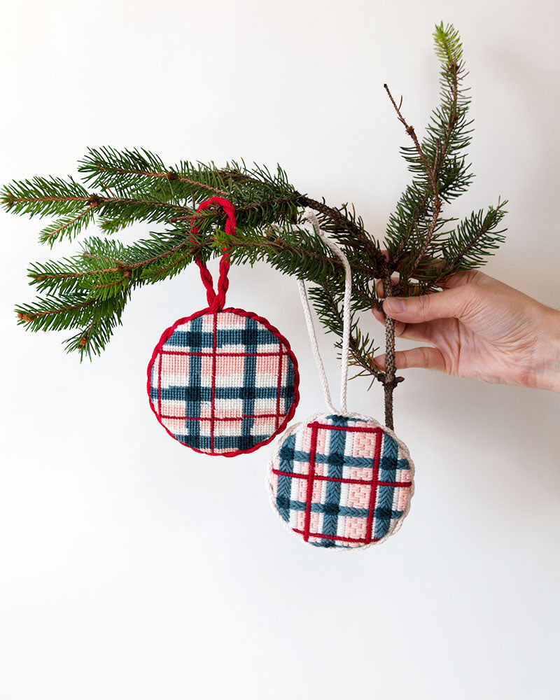 Blue Holly DIY Needlepoint Christmas Ornament Kit 